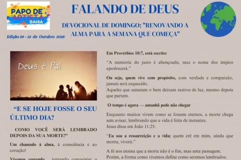 FALANDO DE  DEUS  DEVOCIONAL DE DOMINGO