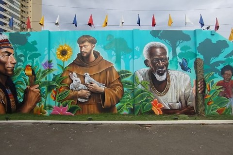 Cidade da Luz ganha painel artístico que une espiritualidade, diversidade e respeito à natureza