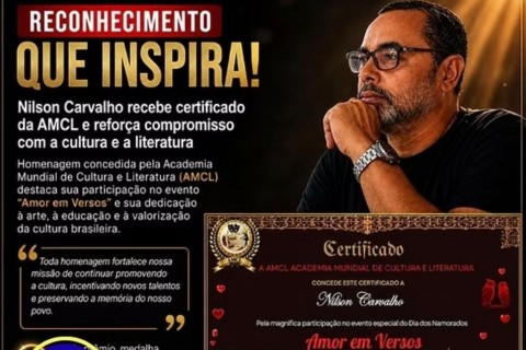 🏆 Nilson Carvalho recebe certificado de reconhecimento da AMCL e reforça compromisso com a cultura e a literatura