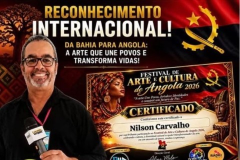 Nilson Carvalho é homenageado no Festival de Arte e Cultura de Angola 2026 e fortalece a ponte cultural entre Brasil e África