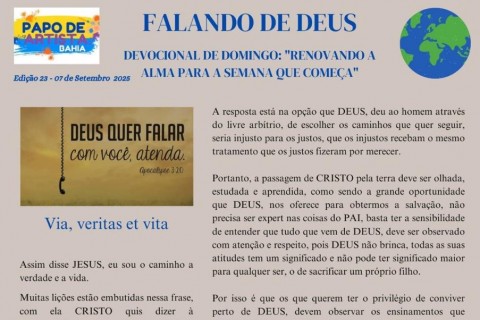 FALANDO  DE DEUS  DEVOCIONAL  DE DOMINGO