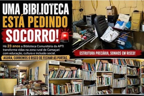 Biblioteca Comunitária da APTI pede ajuda para continuar funcionando após 23 anos de atuação em Camaçari